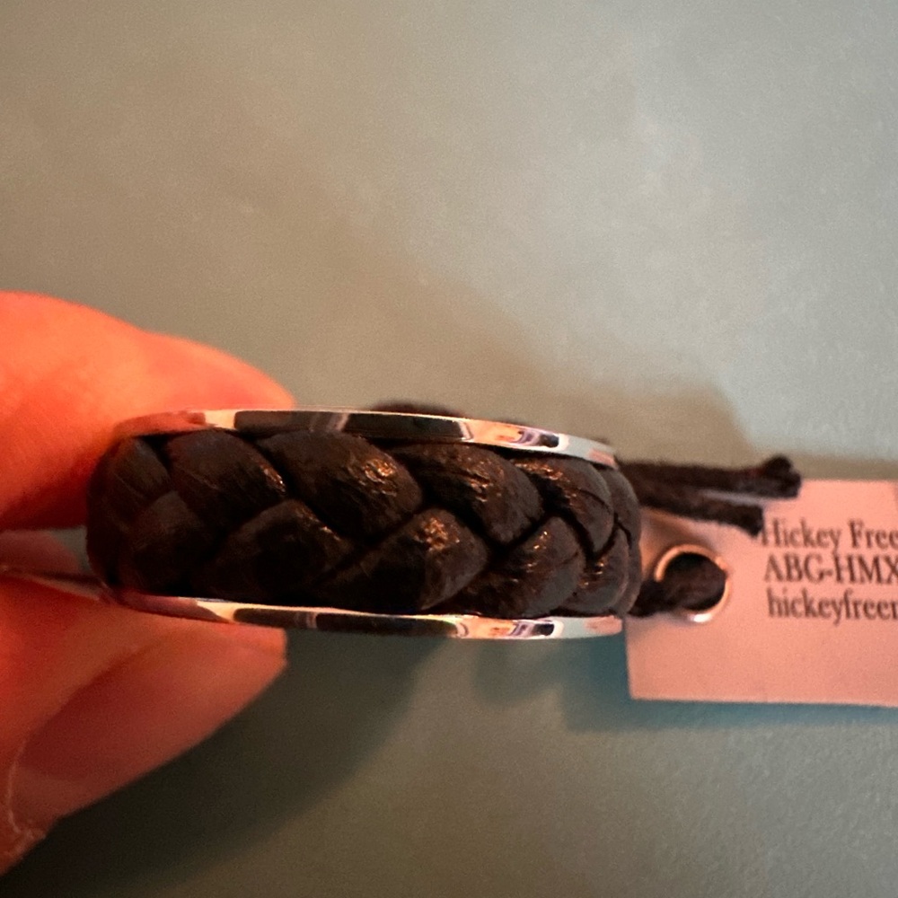 Hickey Freeman Black Leather Braided ring